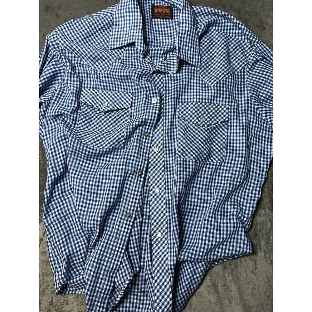 Vintage Stir-Ups Pearl Snap Shirt XL‎ Western Plaid Cowboy Rockabilly